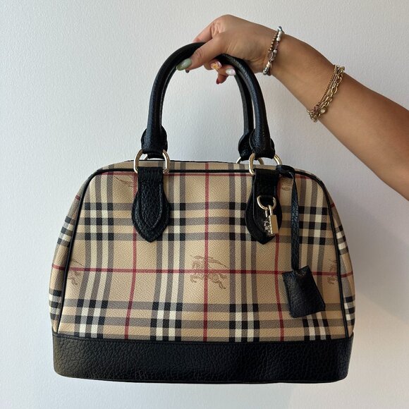 Burberry Haymarket Check Coated Canvas Medium Bowling Bag - Picture 1 of 4